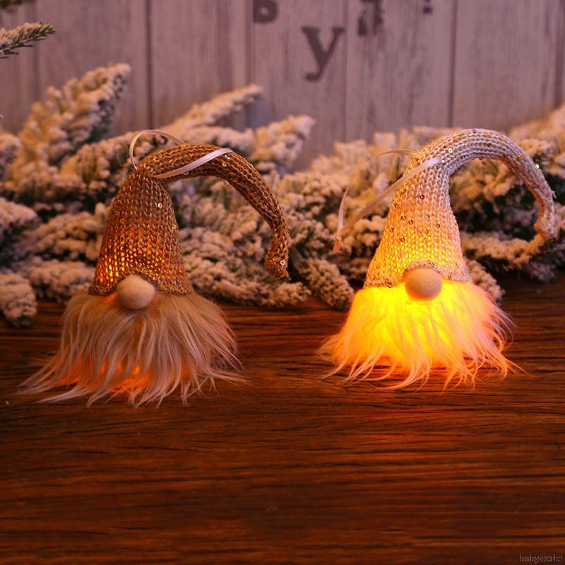 Christmas Decorations LED light Ornament Santa Claus Christmas Tree Pendants Glowing Dwarf Dolls gift