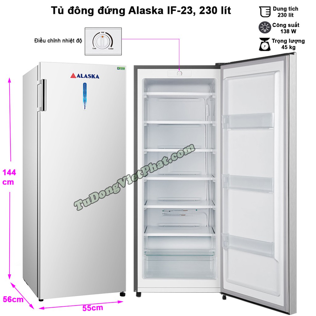 Tủ đông đứng Alaska IF-23 230 lít (Miễn phí giao tại HCM-ngoài tỉnh liên hệ shop)