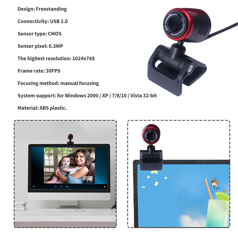 Webcam độ rõ nét cao kèm kẹp xoay gắn máy tính cổng cắm USB đa năng