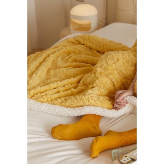 Chăn lông cừu TAFURONG loại dày đại hàn, Chăn len lông cừu nhập khẩu mùa đông