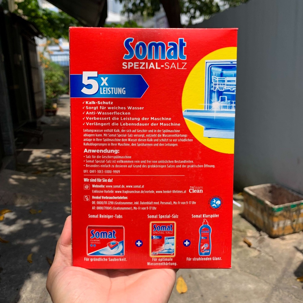 Muối rửa bát Somat Spezial Salt 1.2kg Đức - Muối làm mềm nước, hạn chế đóng cặn máy và bát đĩa