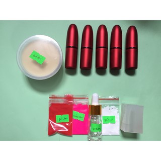 Bộ Kit Nguyên Liệu Làm Son Handmade 5 thỏi mac đỏ - kit làm son handmade 5