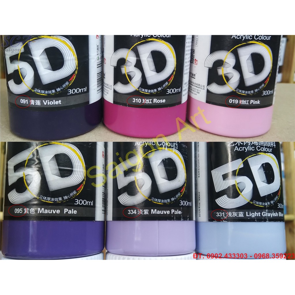 Màu Acrylic Chinjoo 3D-5D 300ml loại THƯỜNG (nhóm 1)