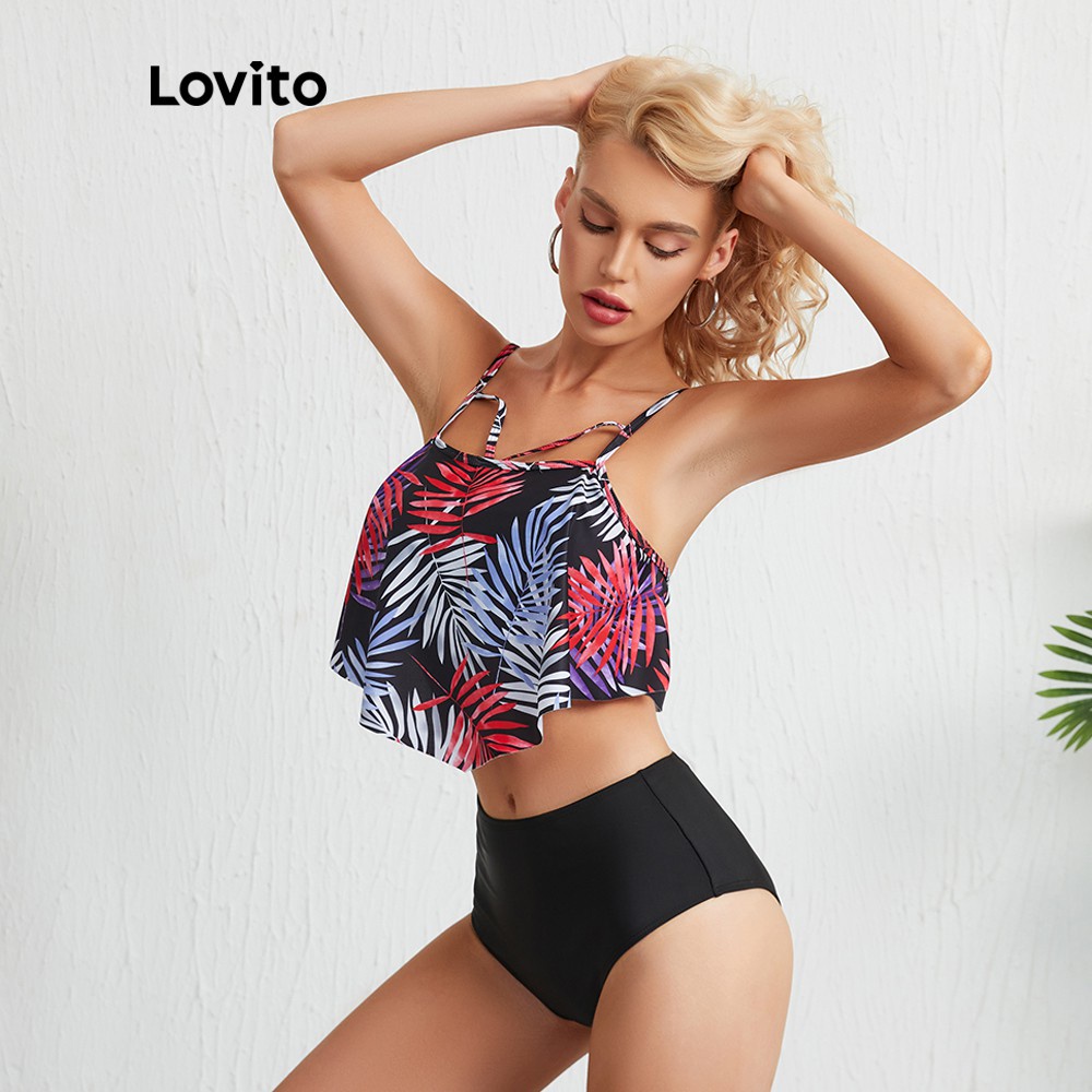 Lovito Bộ đồ bơi đan chéo lưng cao Lovito Criss L09044 (nhiều màu) | BigBuy360 - bigbuy360.vn
