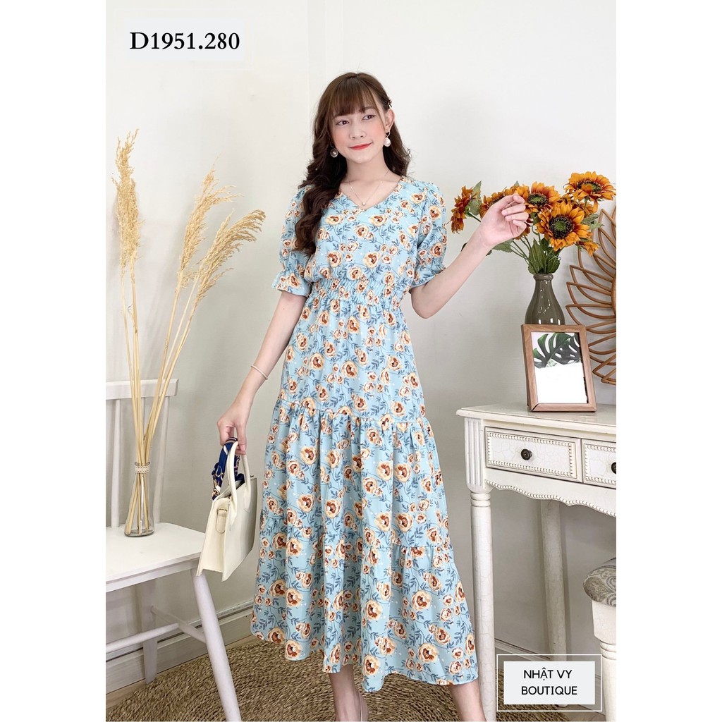 [Mã FAMALLT5 giảm 15% đơn 150k] Đầm hoa tầng đuôi cá bo chun eo - NHATVY D1951 | BigBuy360 - bigbuy360.vn