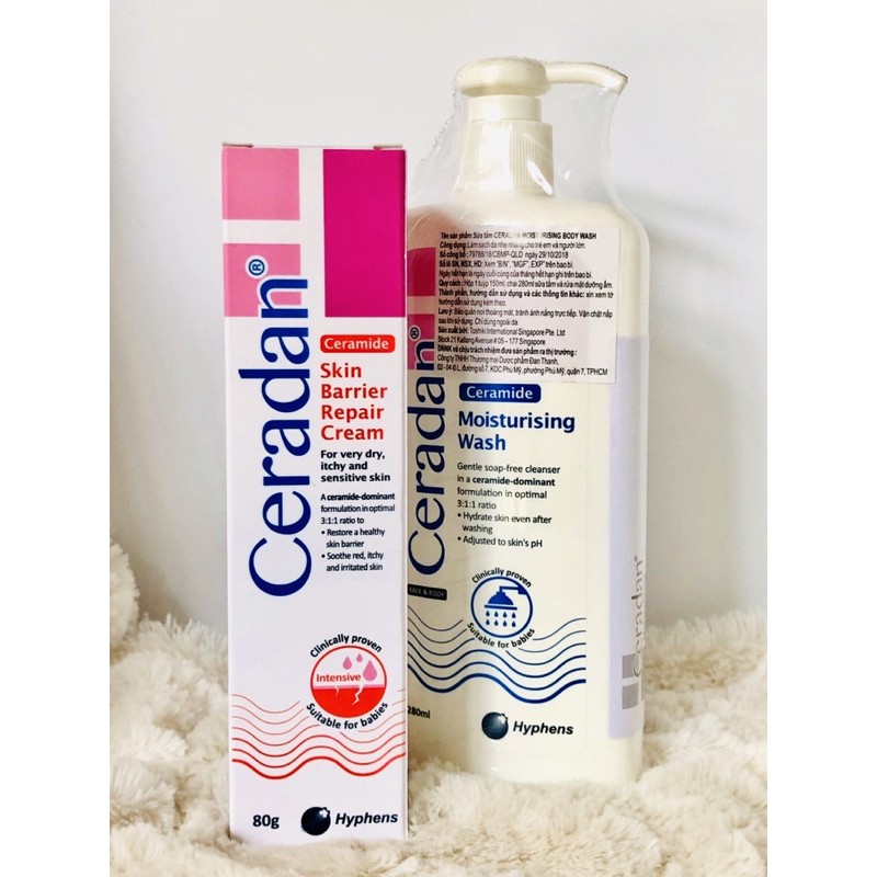 Bộ 2 sản phẩm chăm sóc da Ceradan (Ceradan Cream 80g + Ceradan Body Wash 280ml)