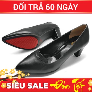 Giày cao gót nữ da siêu mềm gót vuông 5cm vnxk 5p04d68dt