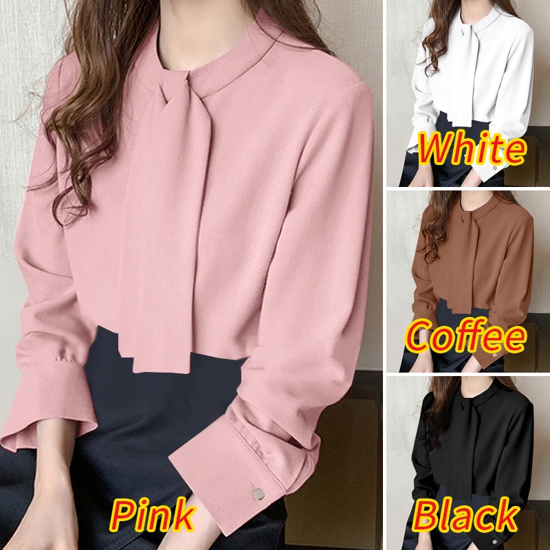 Áo thun dài tay ZANZEA màu trơn thời trang nữ tính thanh lịch