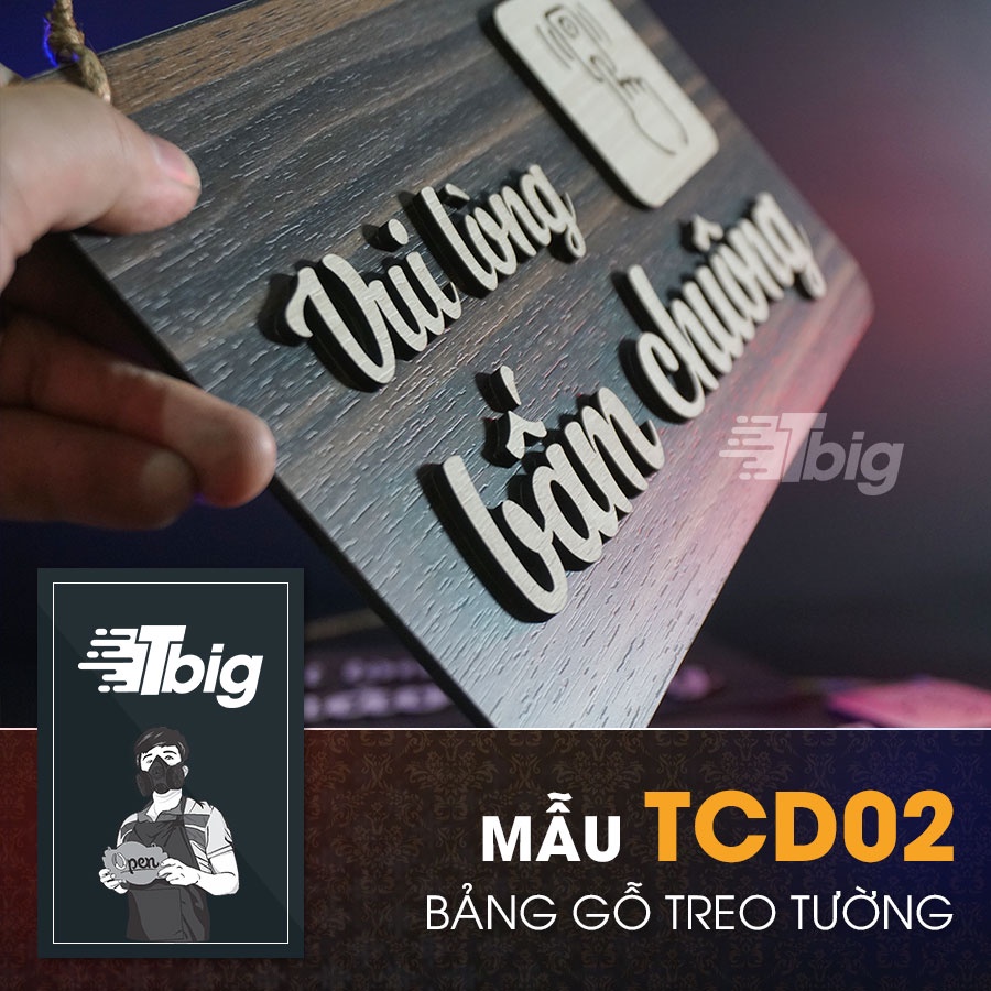 Bảng gỗ treo cửa vui lòng bấm chông mẫu TCD02