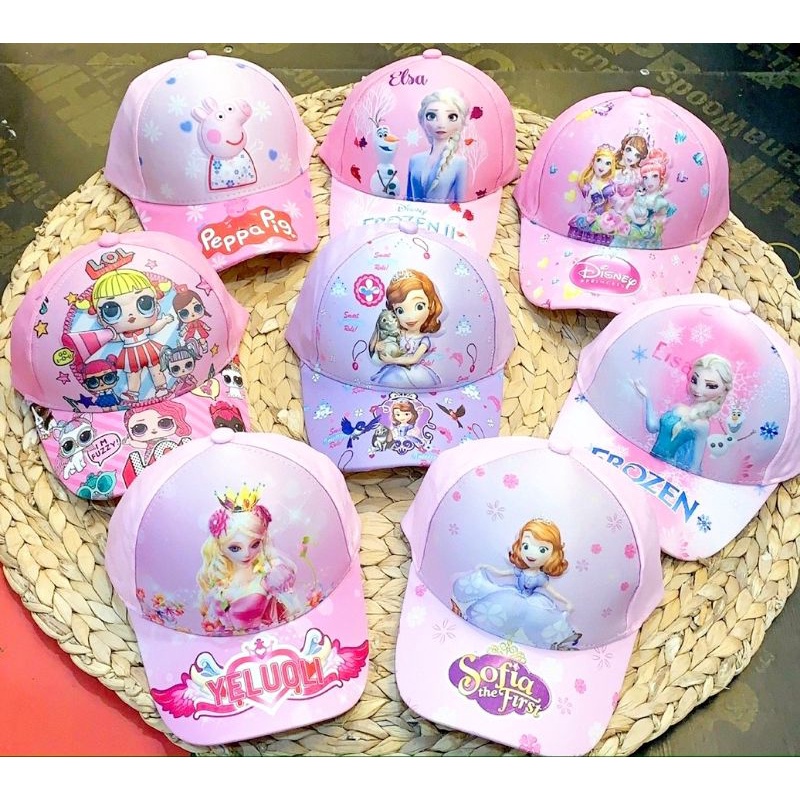Mũ lưỡi trai bé gái 6-12 tuổi 3D lưỡi cong - Công chúa Elsa