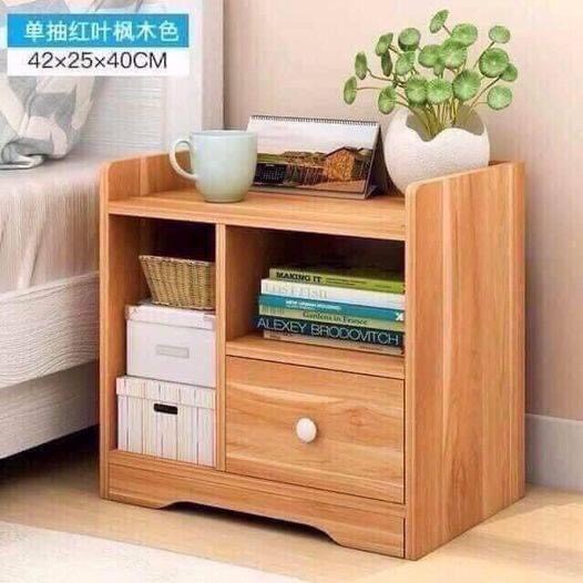 Tủ, Kệ Đầu Giường Vuông1 Ngăn kéo, 2 Ngăn Kéo Màu Gỗ 40 x 26 x 32.5cm