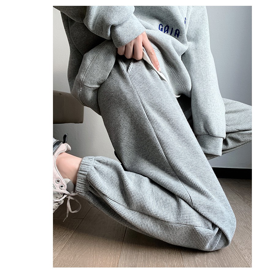 Quần Len Tăm Ống Thụng Bo Gấu Nữ THUS Jogger Ống Boom Dáng Dài Chất Nỉ Mềm Form Unisex Năng Động Q2I03