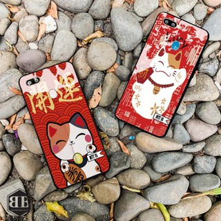 Ốp lưng kính cường lực Oppo F9 / Oppo A5S mèo thần tài cực xinh