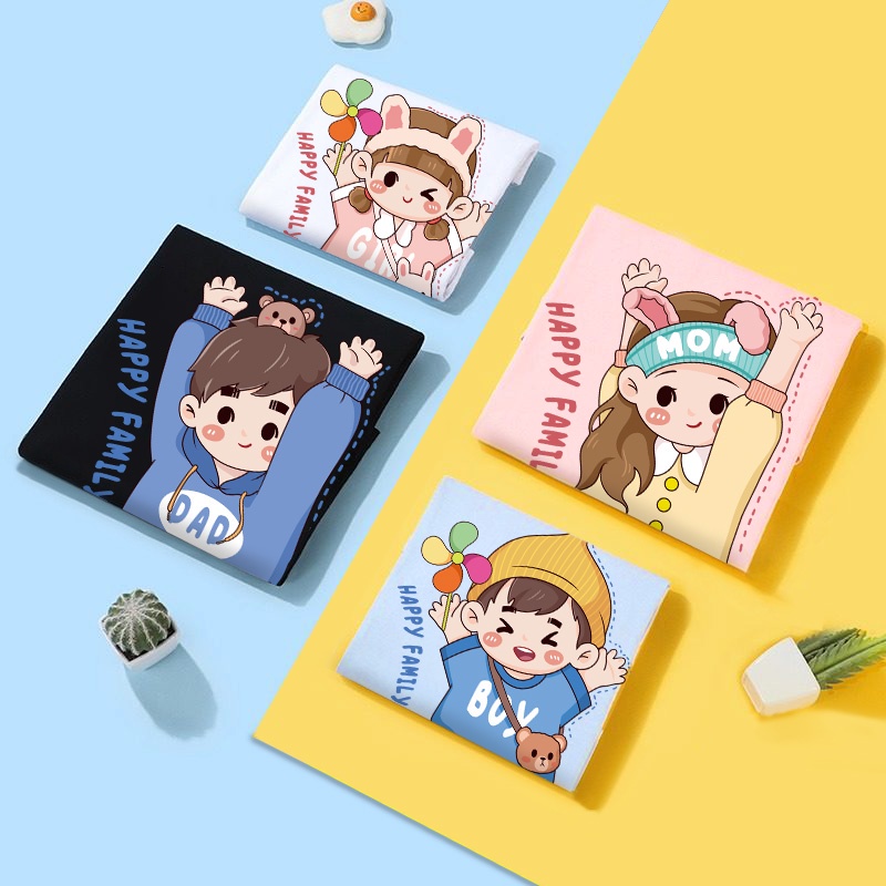 Áo Gia Đình Familylove - Mẫu Áo Đồng Phục Gia Đình Happy Family Chibi Dad,mom,boy,girl Chất Liệu Cotton 100% Co Giãn