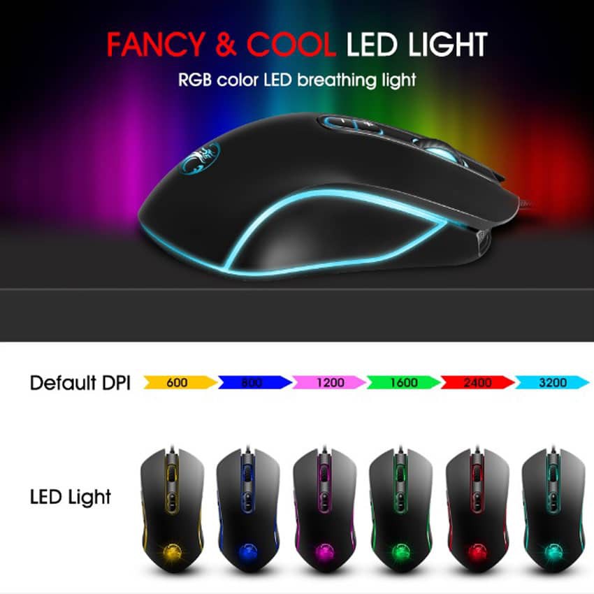 Chuột Game Có Dây E-Sport Apedra A6 3200 Dpi 7 Nút Led Đổi 7 Màu - NK