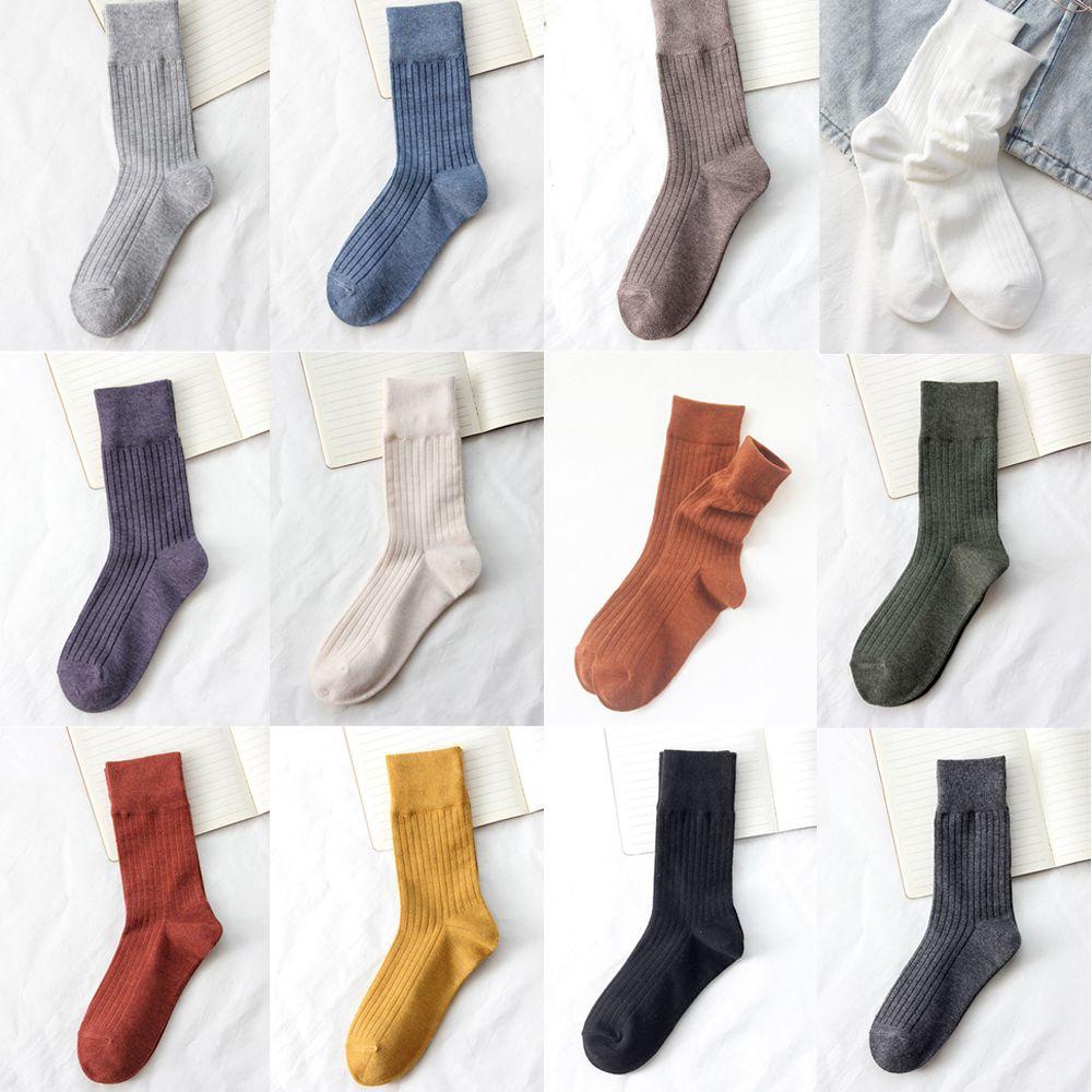 Tất cotton cổ cao dày dặn giữ ấm phong cách cổ điển Nhật Bản cho nam nữ