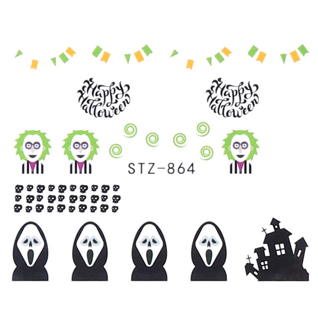 Nhãn dán trang trí móng tay phong cách halloween 2021 xinh xắn