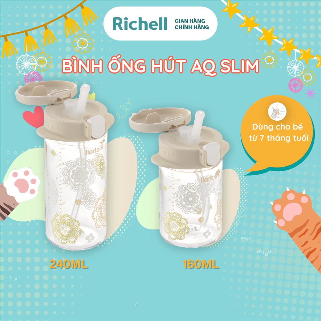 Bình ống hút RICHELL RICHELL AQ Slim | Baby