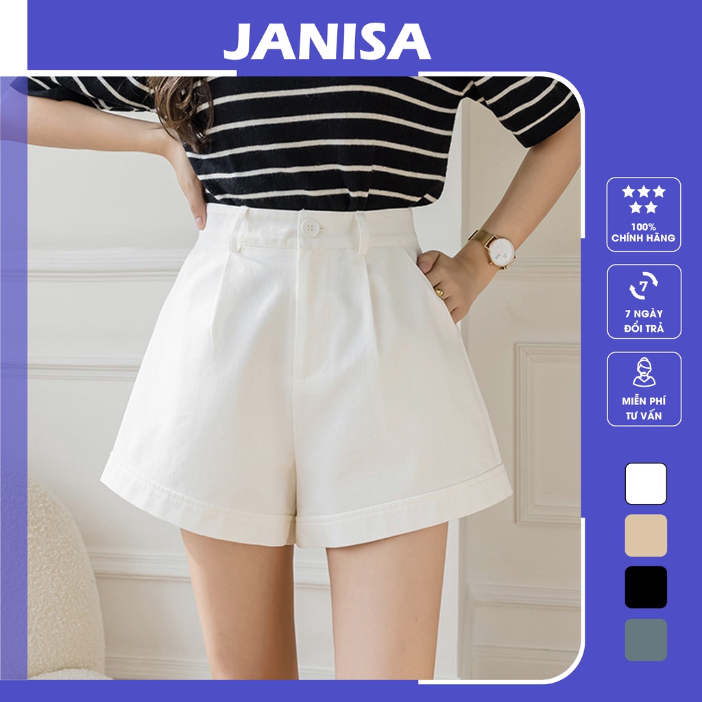 Quần short nữ bigsize ống rộng ulzzang cạp cao đẹp lưng cao JANISA QS03