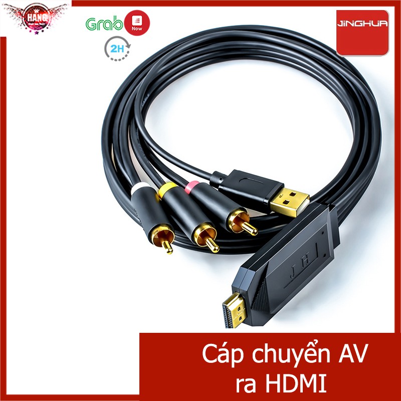 [Mã ELHACE giảm 4% đơn 300K] Cáp chuyển hoa sen AV ra HDMI 1080p - Jinghua Z132