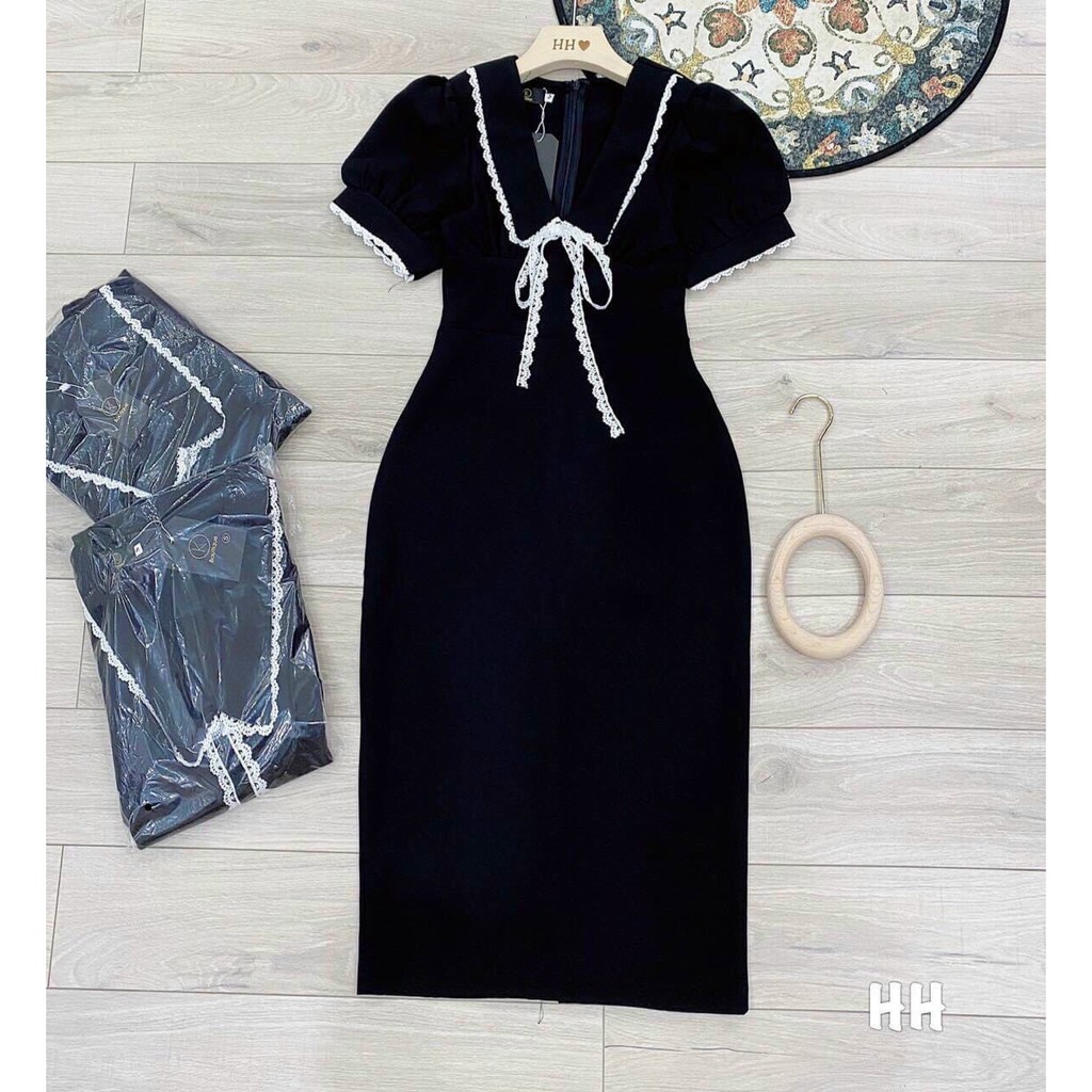 Đầm ulzzang🌸FREESHIP🌸 Đầm nữ, váy nữ dáng xòe màu đen cổ sen thắt nơ xinh xắn | BigBuy360 - bigbuy360.vn