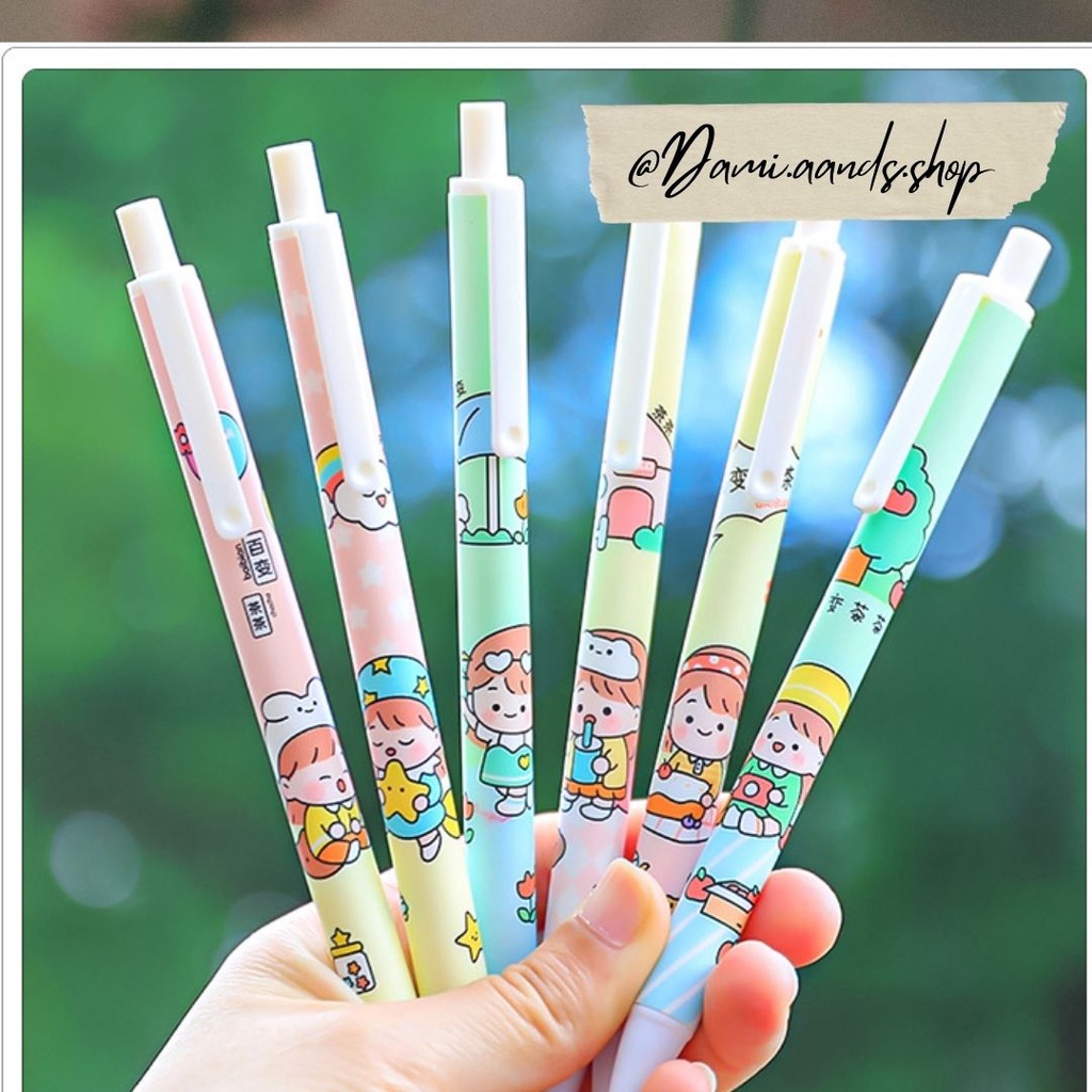 Bút gel đen họa tiết vô cùng dễ thương mực đều bút nhẹ dễ cầm nắm thích hợp cho học sinh văn phòng