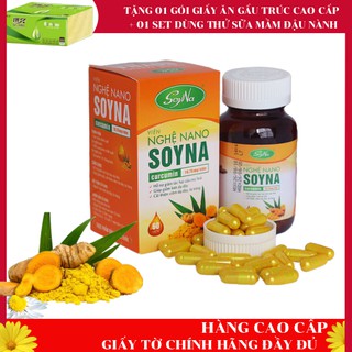 Nghệ Nano SoyNa 60 viên. Hỗ trợ điều trị dạ dày, tá tràng, tốt cho hệ tiêu hóa, đẹp da. Đã Kiểm Định Chất Lượng An Toàn.