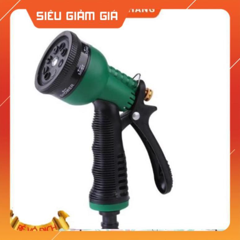 Vòi xịt rửa xe,Vòi phun nước tưới cây tăng áp thông minh 8 chế độ 815621 (cút vàng,nối xanh - dây xanh)