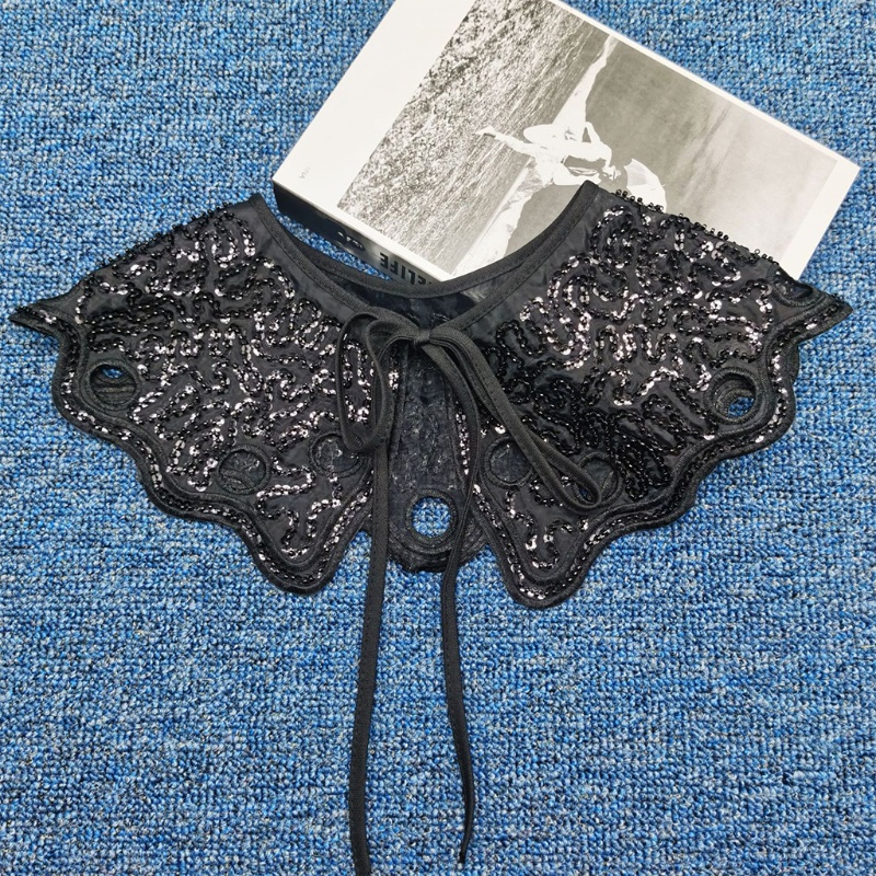 Khăn Choàng Cổ Đính Hạt Cườm Phối Nơ Cột Có Thể Tháo Rời Cho Nữ