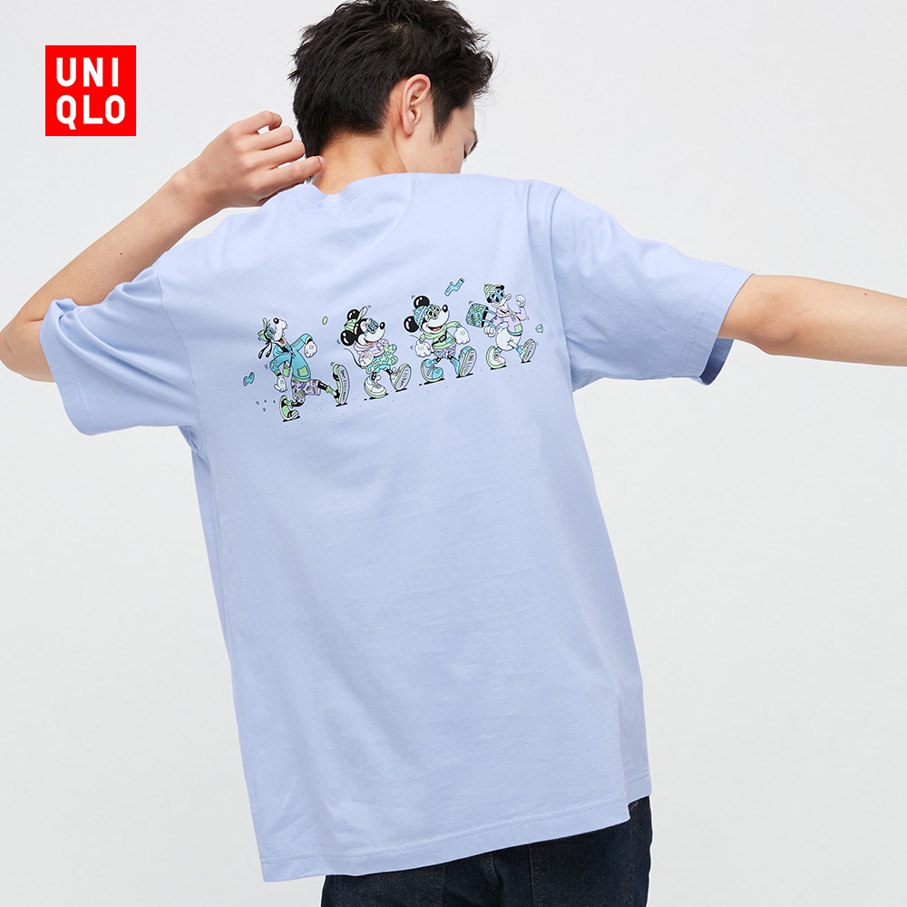 DISNEY Áo Thun Ngắn Tay In Hình Chuột Mickey Uniqlo UT Cho Nam Nữ 447387