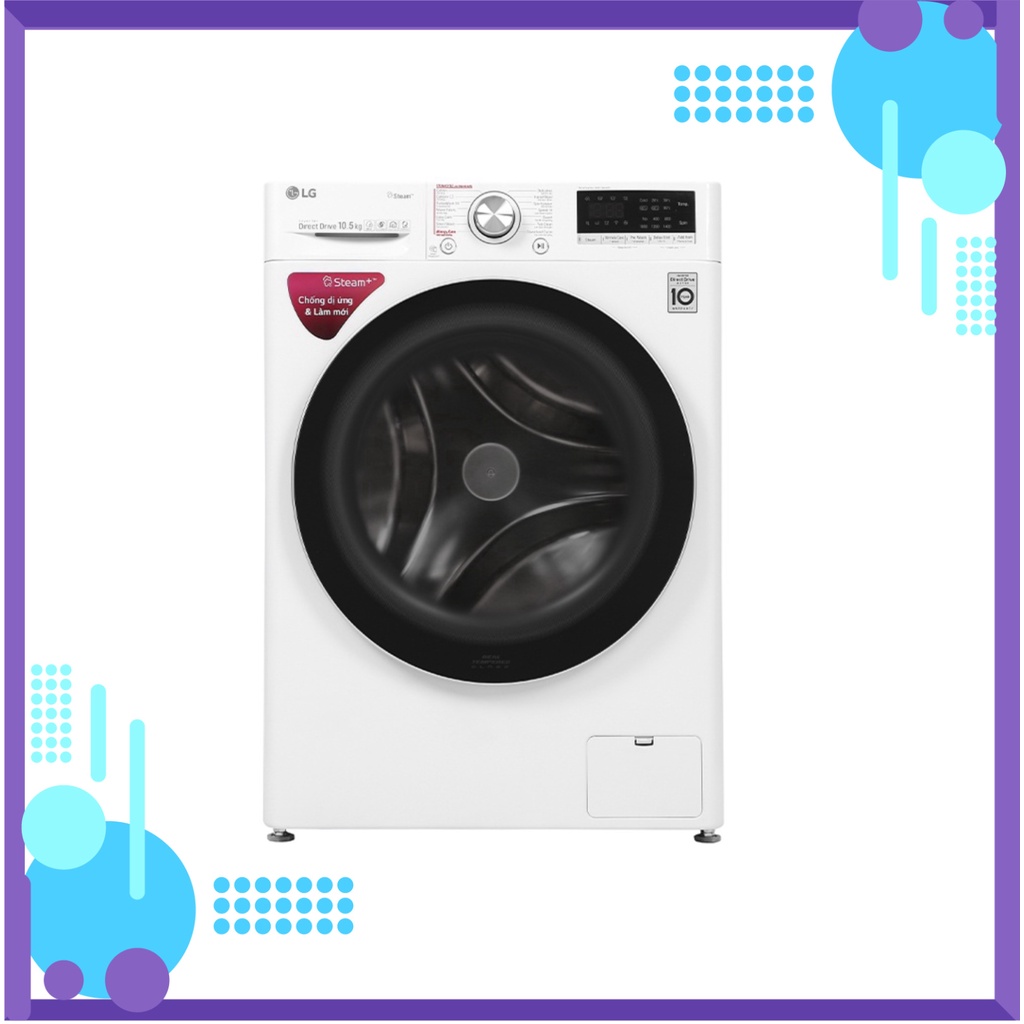 siêu khuyến mãi - Máy giặt LG cửa ngang 10.5 kg ( trắng ) FV1410S5W - mới 100%