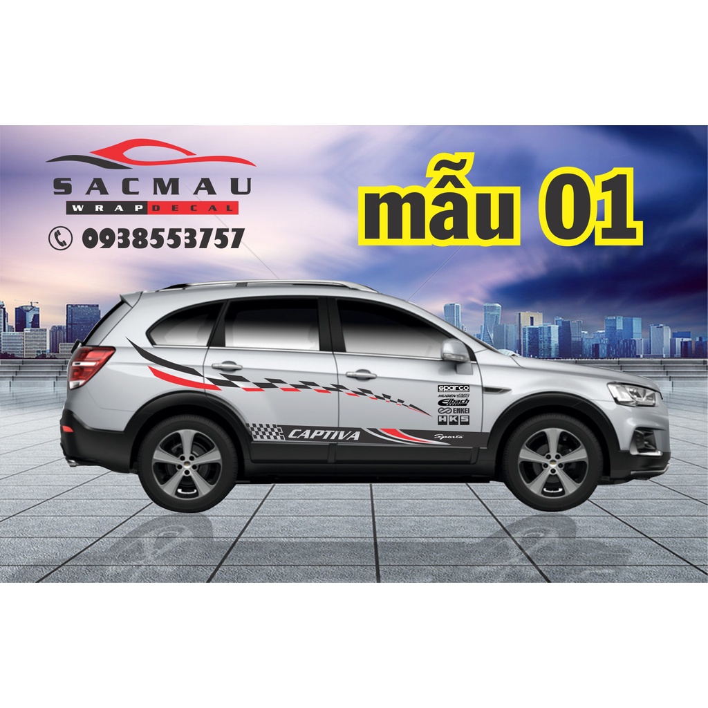 Tem dán xe chevrolet Captiva, tem dán hông Captiva (MIỄN PHÍ VẬN CHUYỂN TOÀN QUỐC)