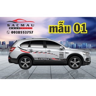 Tem dán xe chevrolet Captiva, tem dán hông Captiva