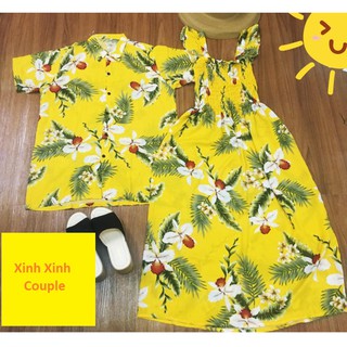 Set áo váy đôi đi biển, đồ đôi , áo đôi hot 2019 avd301