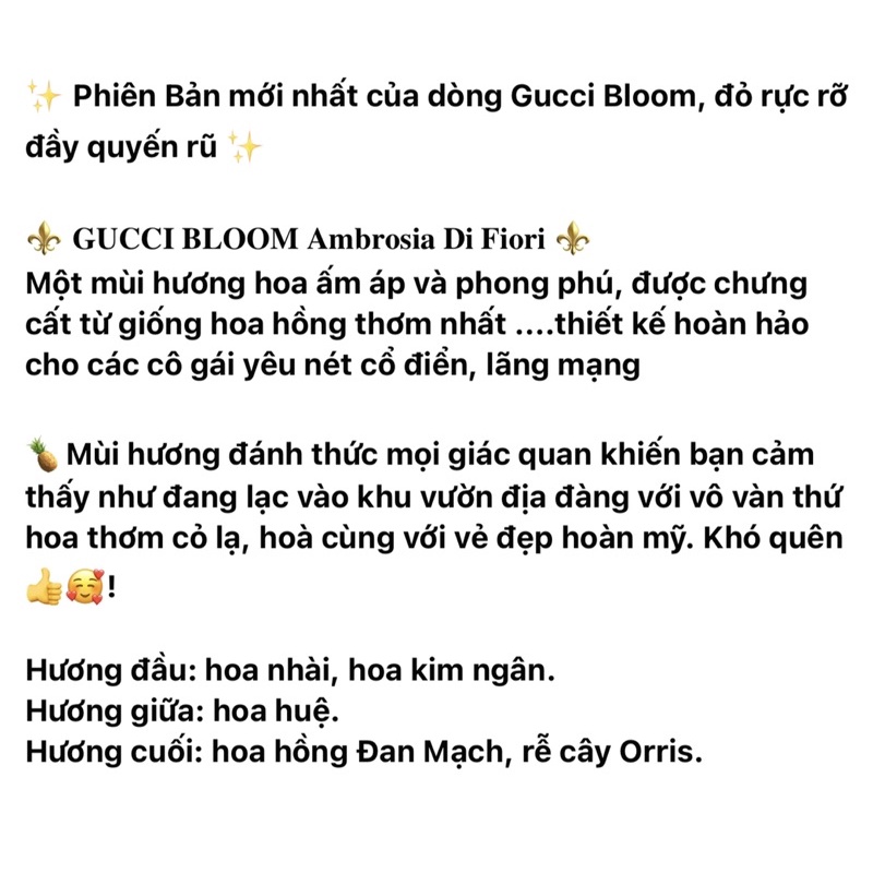 GC BLOOM ĐỎ • AMBROSIA DI FIORI • Eau de Parfum - 10ML Nước Hoa Chính Hãng