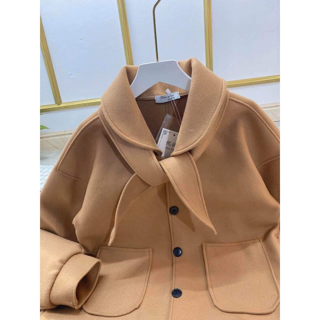 Áo khoác dạ cổ nơ hot trend | BigBuy360 - bigbuy360.vn