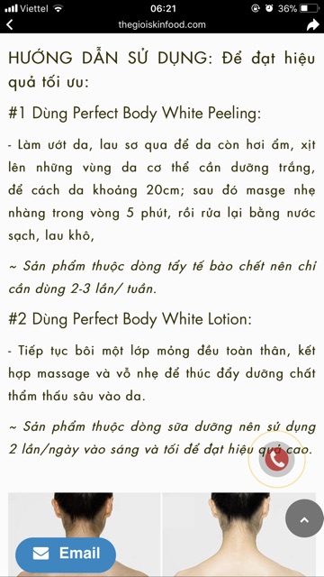 Bộ sữa tắm trắng tẩy da chết và sữa dưỡng thể trắng da 21 days perfect body - Chính hãng