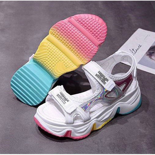 Giày Sandal Xuồng HÀNG ĐẸP Quai Dán Xé Phản quang - Đế Mix Màu - Quảng Châu 2001