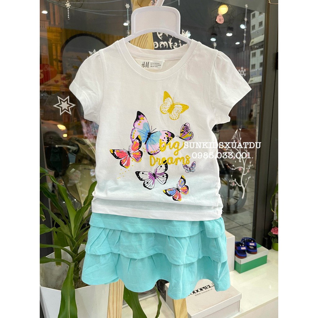 Sét bộ cotton chân váy bướm TRẮNG