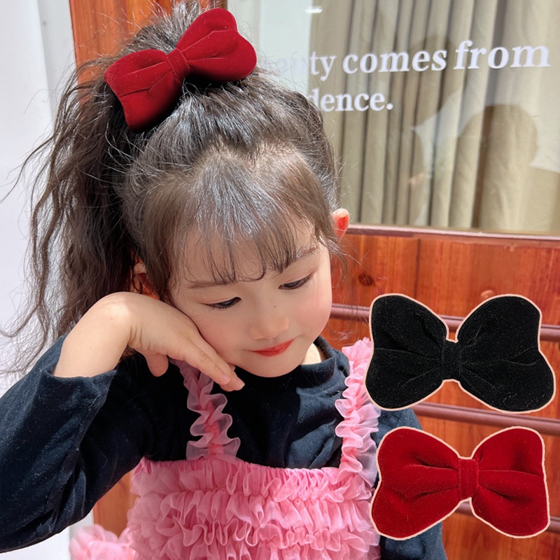 Kẹp tóc nơ bằng nhung xinh xắn cho bé gái