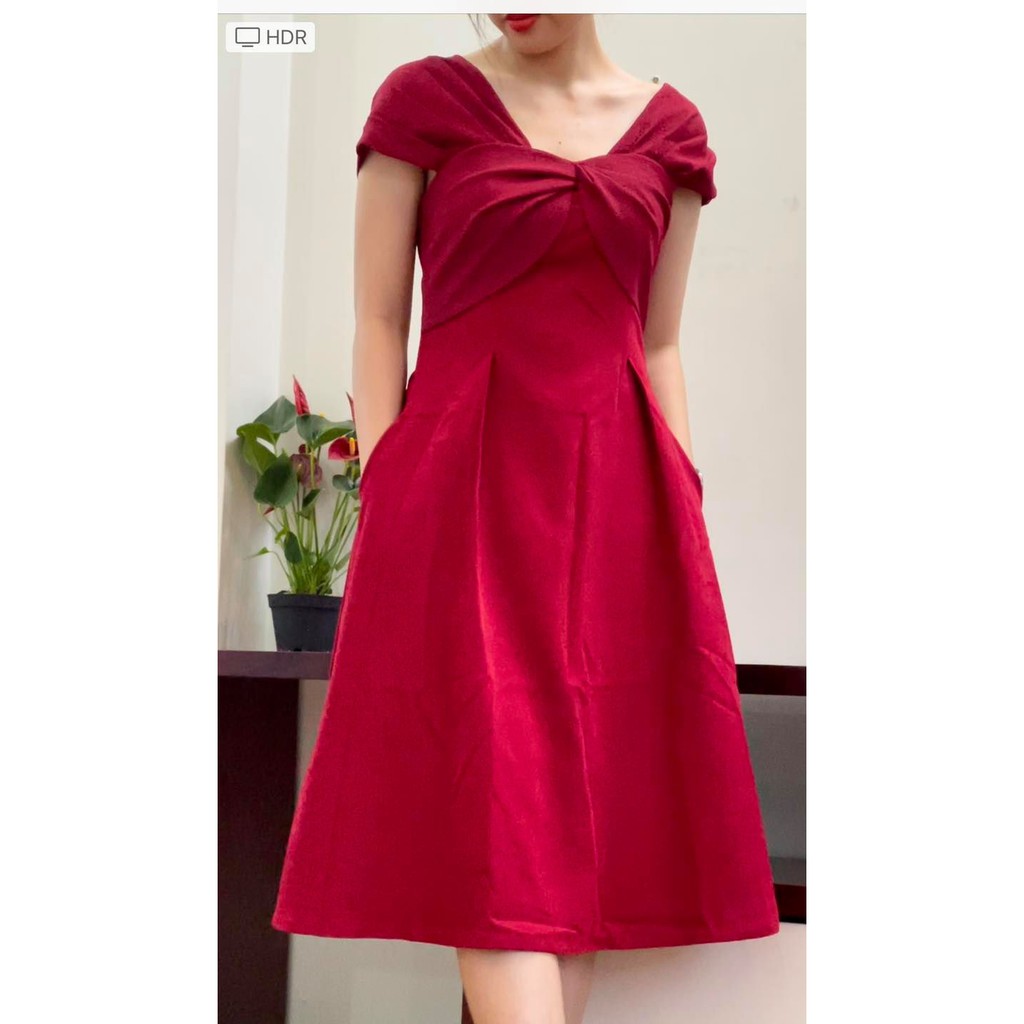 Đầm nữ Midi dress Top.shop màu đỏ vnxk dư xịn