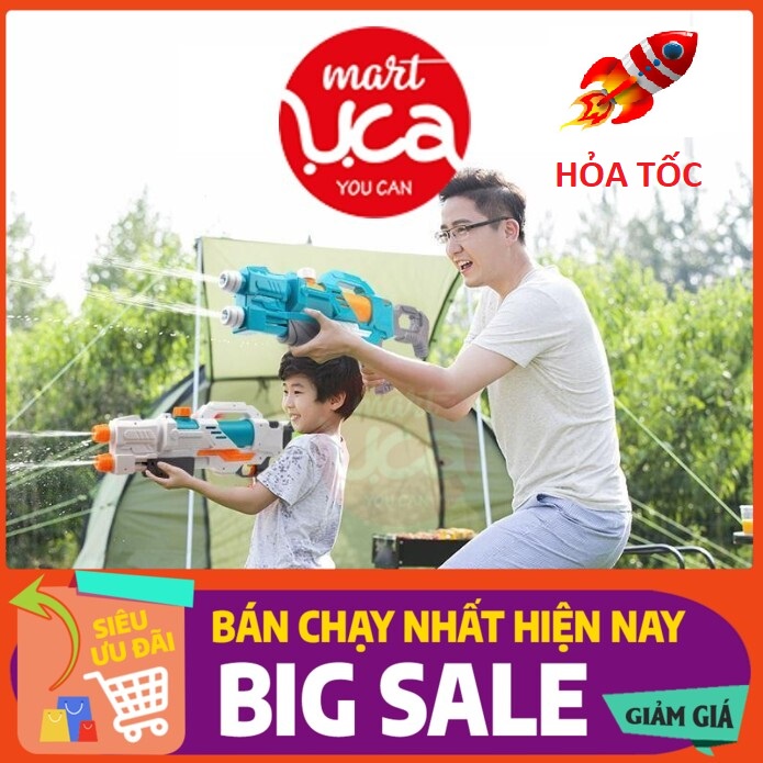 Súng Phun Nước 2 Nòng Cỡ Lớn, Súng Nước 2 Vòi Áp Lực Loại To Bắn Xa - Đồ chơi trẻ em phun nước an toàn cho bé UcaMart