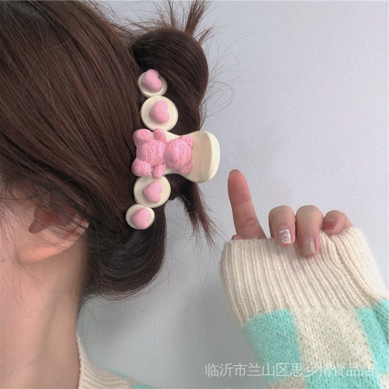 Kẹp Tóc Hình Cá Mập Đính Nơ Màu Hồng Dễ Thương Dành Cho Nữ