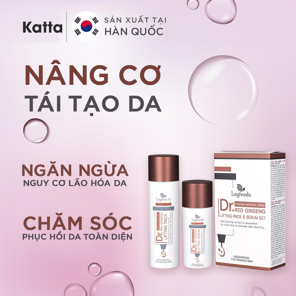 Bộ sản phẩm hồng sâm giảm mụn đầu đen Hàn Quốc thu nhỏ lỗ chân lông gồm mặt nạ hồng sâm 50 ml + serum 30 ml - Katta