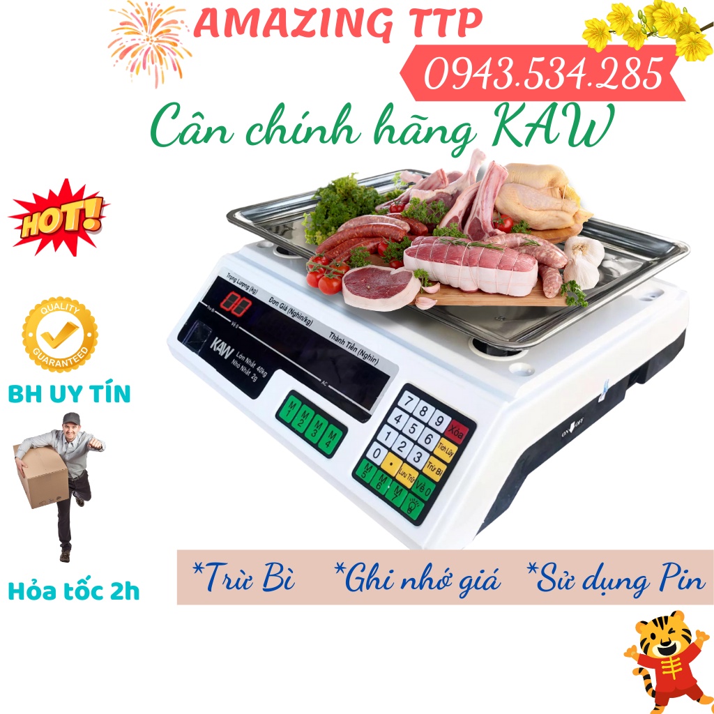 Cân Điện Tử Tính Tiền CHO KẾT QUẢ CHÍNH XÁC TUYỆT ĐỐI, Cân điện tử 40kg bán thịt cá, rau củ, hoa quả- Siêu Nhanh