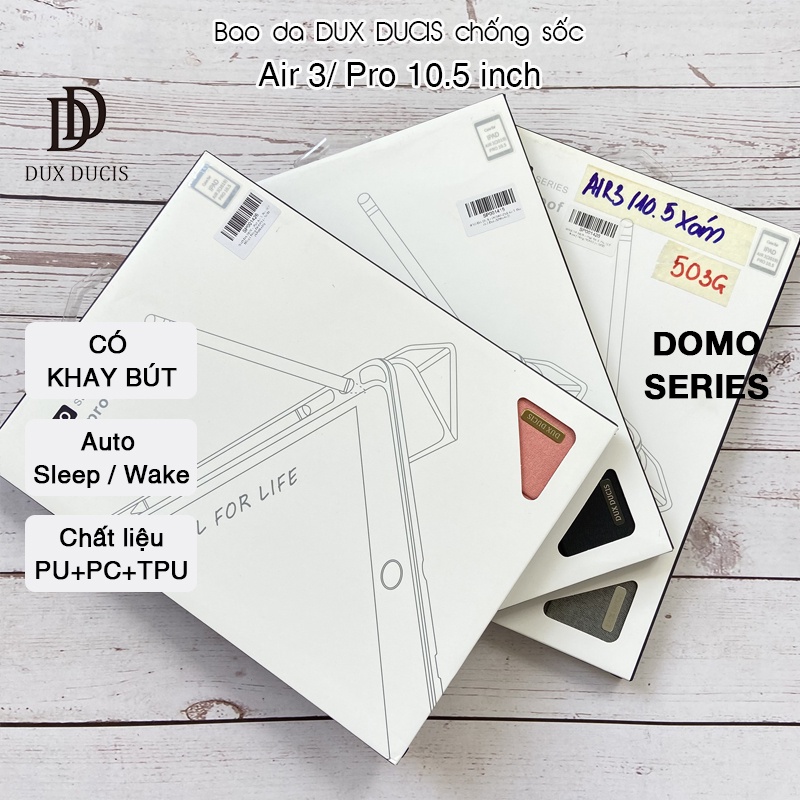 Bao da DUX DUCIS iPad Air 3/ Pro 10.5 inch  - Mặt lưng TPU mềm, Có ngăn đựng bút - Xám
