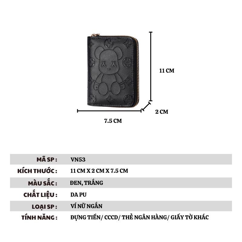Ví nữ mini học sinh bỏ túi cute gấu mochi dễ thương nhiều ngăn thời trang Hàn Quốc đựng tiền cao cấp giá rẻ JOLITA VN53
