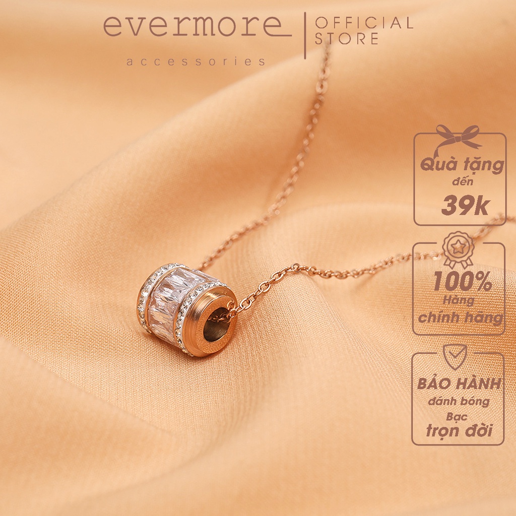 Dây chuyền cao cấp EVERMORE, vòng cổ trụ tròn đính đá, phong cách minimalism, thanh lịch - D015