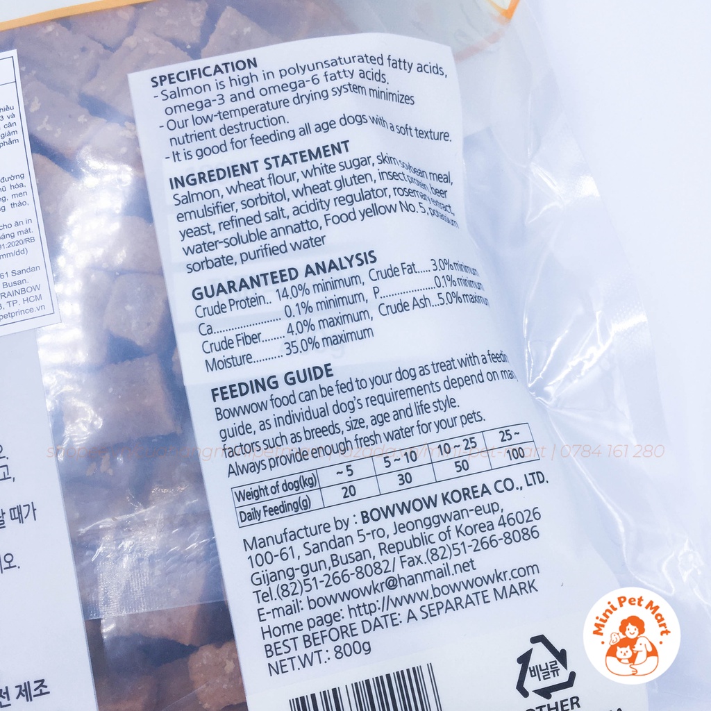 Cá hồi viên cho chó BOWWOW 800g - bánh xương, snack, bánh thưởng, xương gặm cho chó
