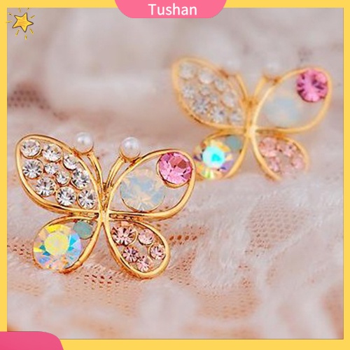 Đôi khuyên tai hình bướm đính đá thời trang cho nữ